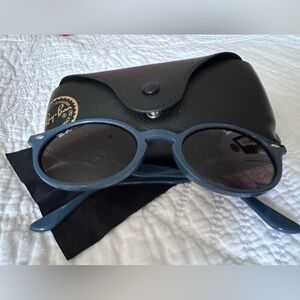 Ray-Ban Women's Blue Oval Sunglasses with Dark Lenses